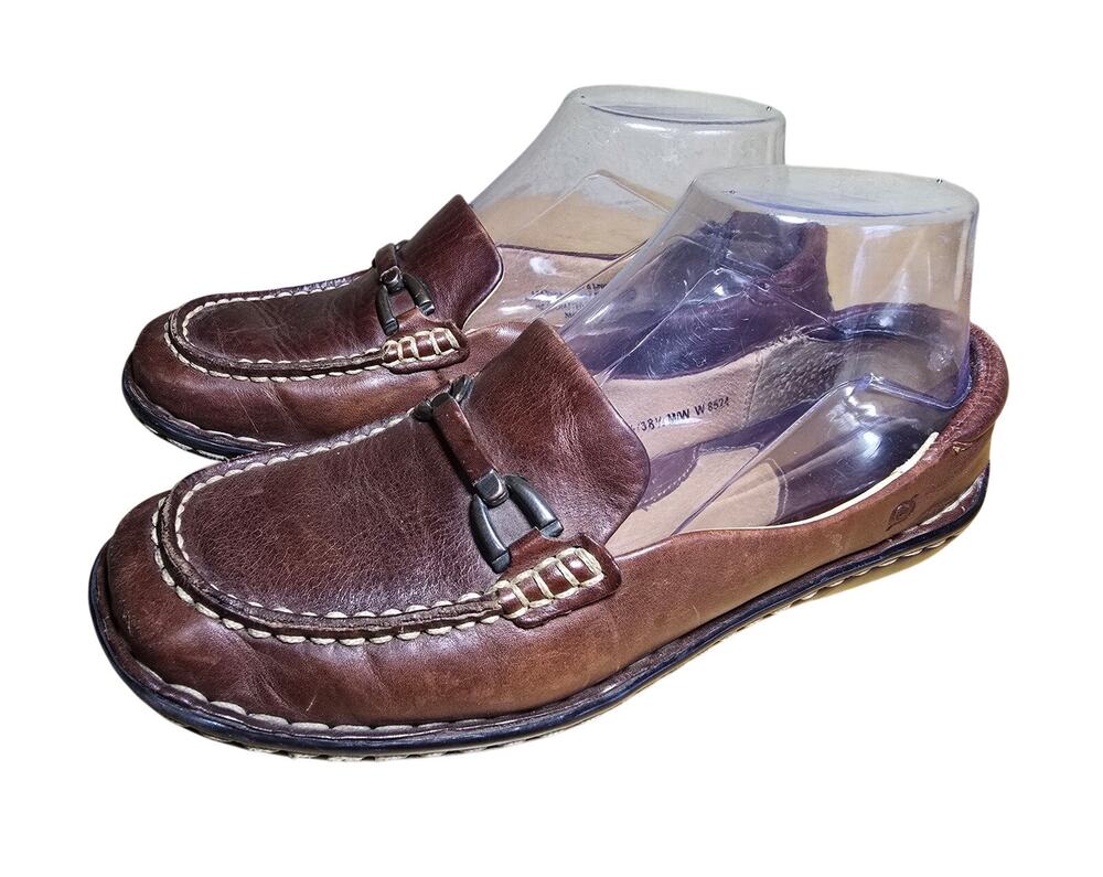 BORN Brown Leather Loafers Flats #8524 Business Casual Womens Size 7.5 M Eu 38.5